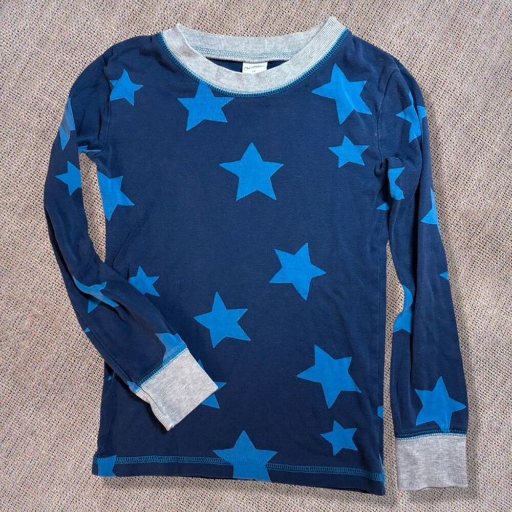 Mini Boden Boys Pajama Top 7Y Navy Blue Stars Long Sleeve Sleepwear